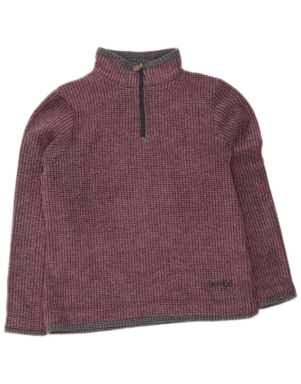 Weird Fish Dame Zip Neck Fleece Jumper UK 14 Large Burgundy Colourblock