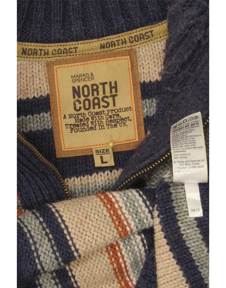 Marks & Spencer Herre North Coast Zip Neck Jumper Sweater Large Navy Blue