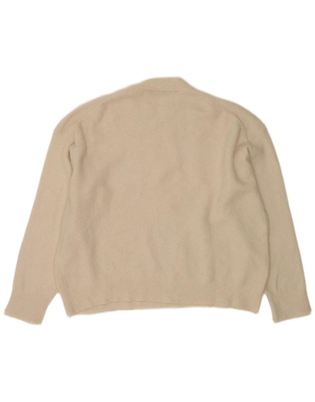 Zara Dame Oversized Crew Neck Jumper Sweater UK 14 Medium Off White