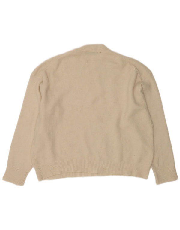 Zara Womens Oversized Crew Neck Jumper Sweater UK 14 Medium Off White