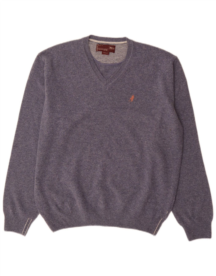 Marlboro Classics Herre V-hals sweater mellemblå uld