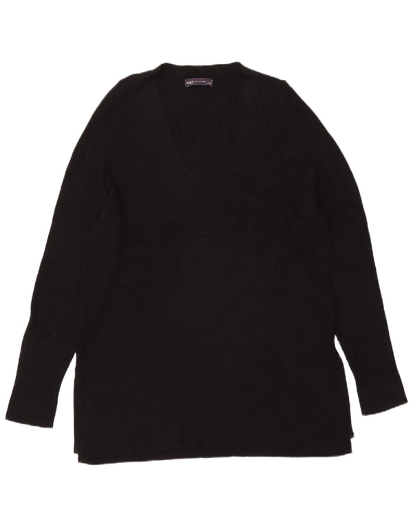 Marks & Spencer Dame Longline V-hals sweater UK 16 Large Black