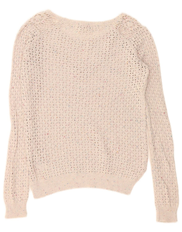 Fat Face Dame Se Through Boat Neck Jumper Sweater UK 10 Small Off White