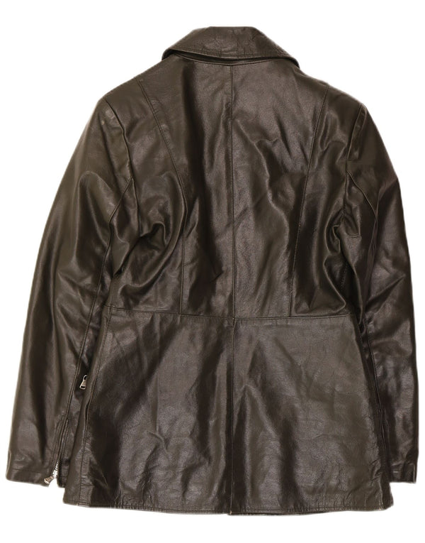 Vintage læderjakke til kvinder UK 10 Small Khaki