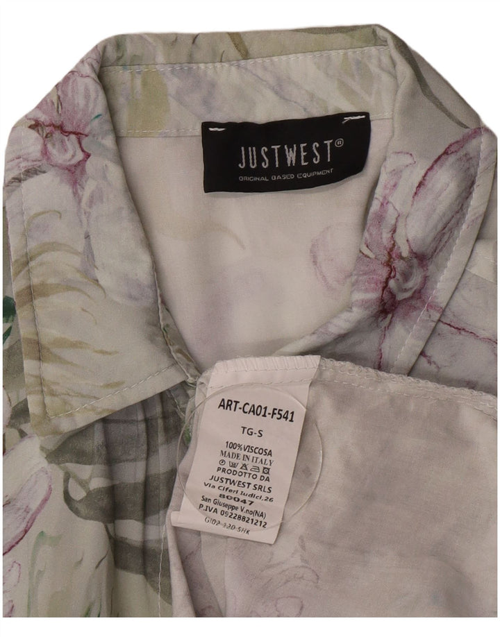 Vintage herreskjorte lille flerfarvet blomsterviscose