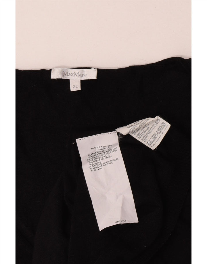 Max Mara Dame ærmeløs bluse Top UK 18 XL Sort Silke