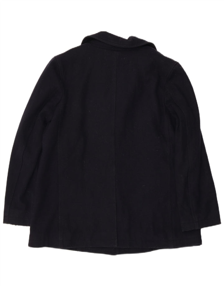 CALVIN KLEIN JEANS Womens Sherpa Oversized Pea Coat UK 10 Small Navy Blue