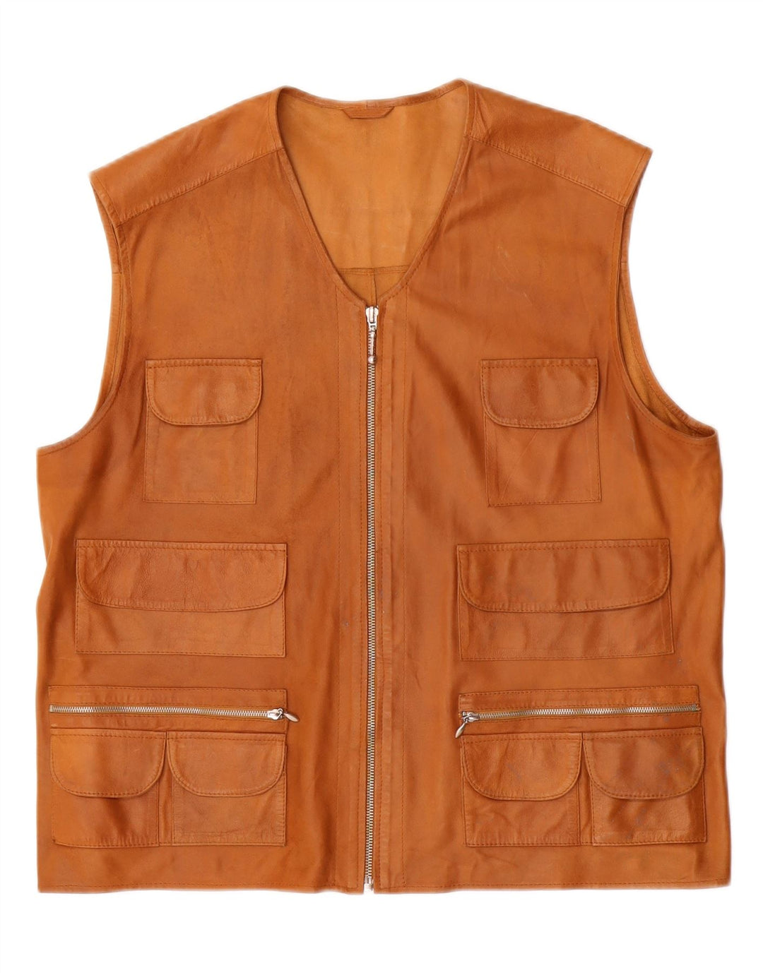 CRISTIANO DI THIENE Herre Læder Utility Gilet IT 50 Stor Brun