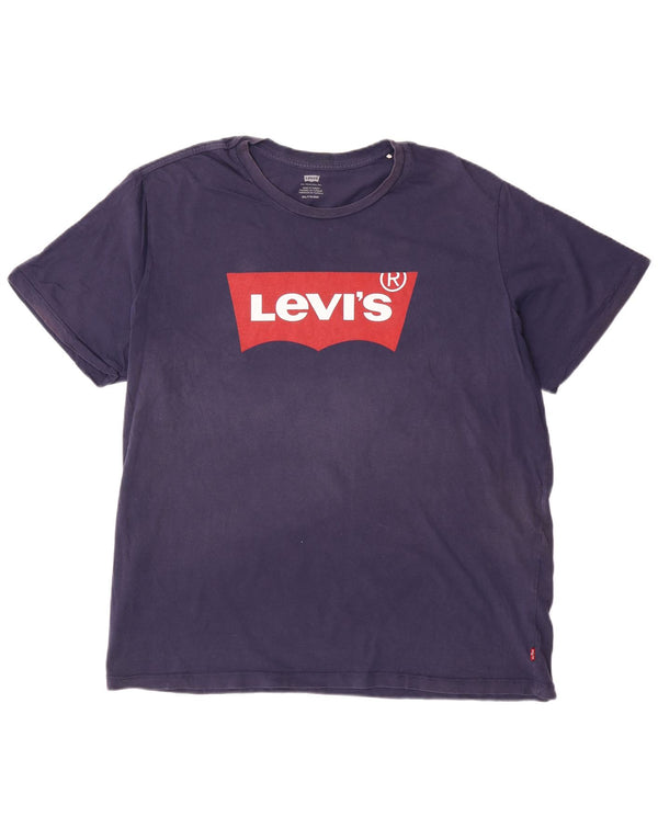 Levi's Grafisk T-shirt top til mænd 2XL marineblå bomuld