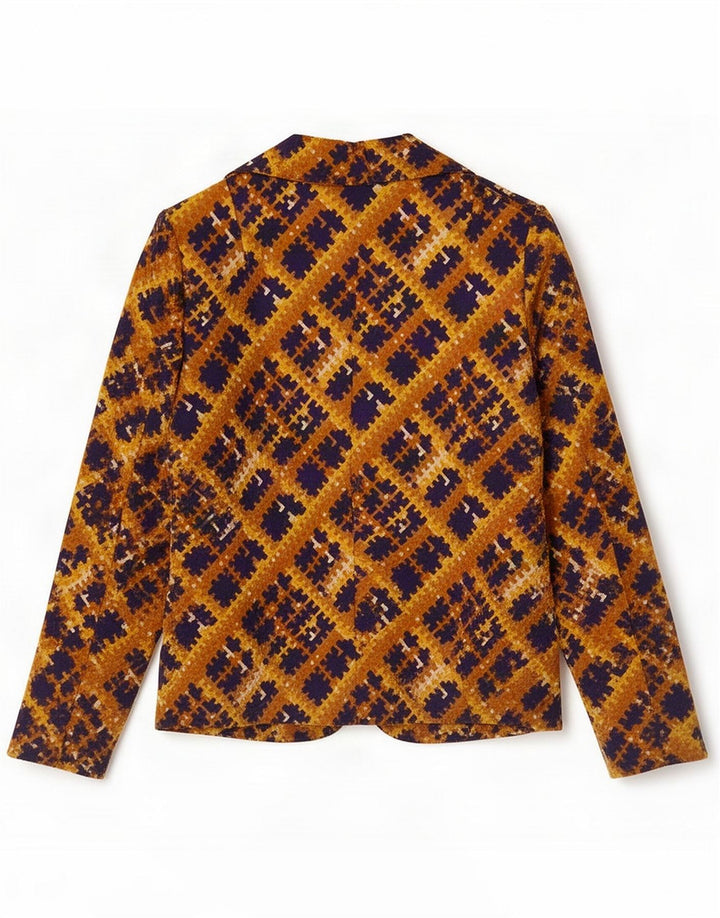 Vintage Dame 3-knaps blazerjakke UK 12 Medium Gul Geometric