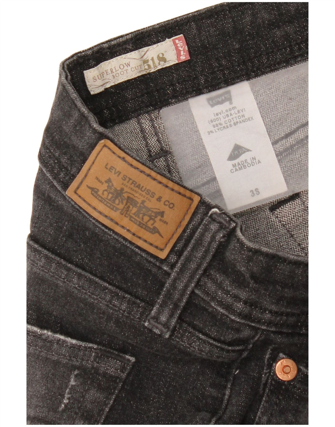 Levi's Womens 518 Super Low Bootcut Jeans US 3 Small W30 L29 Grå Bomuld