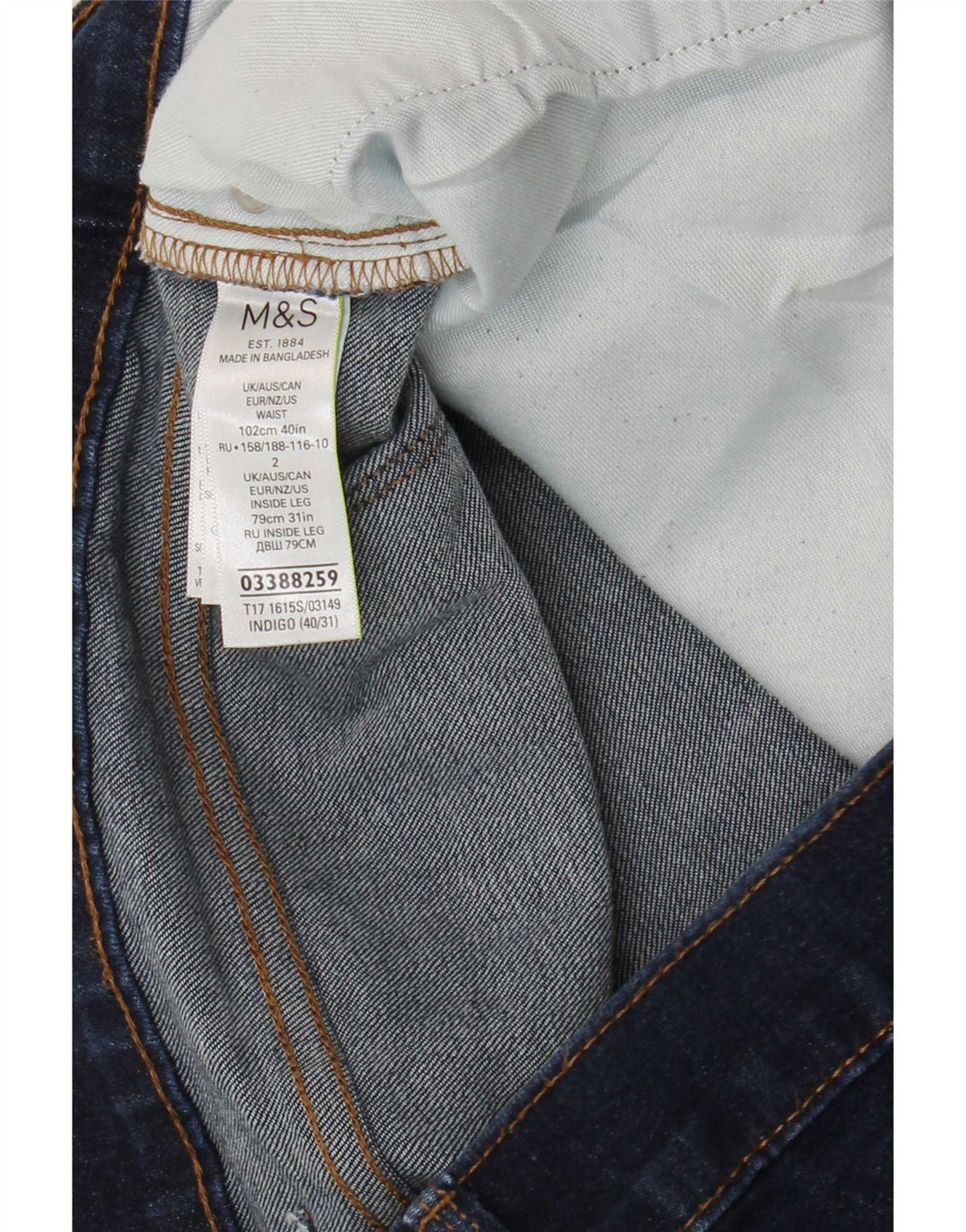 Marks & Spencer Herre Slim Jeans W40 L31 Marineblå Bomuld