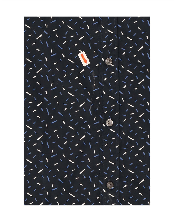 MICHAEL KORS Mens Slim Fit Shirt Small Navy Blue Flecked Cotton