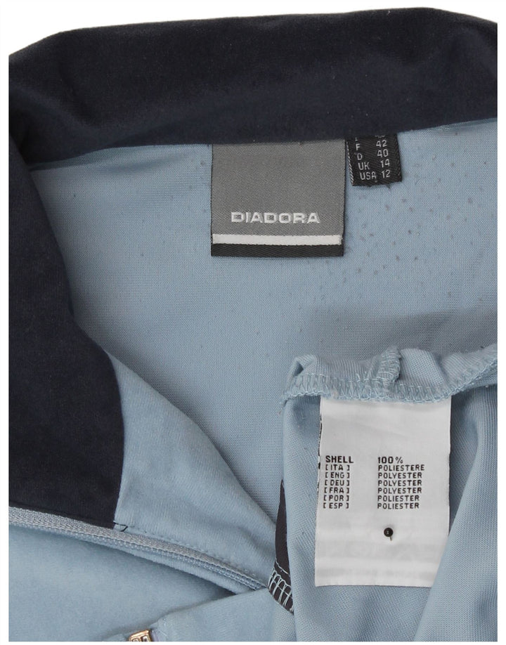 Diadora træningsdragt topjakke til kvinder UK 14 Large Blue Colourblock Polyester
