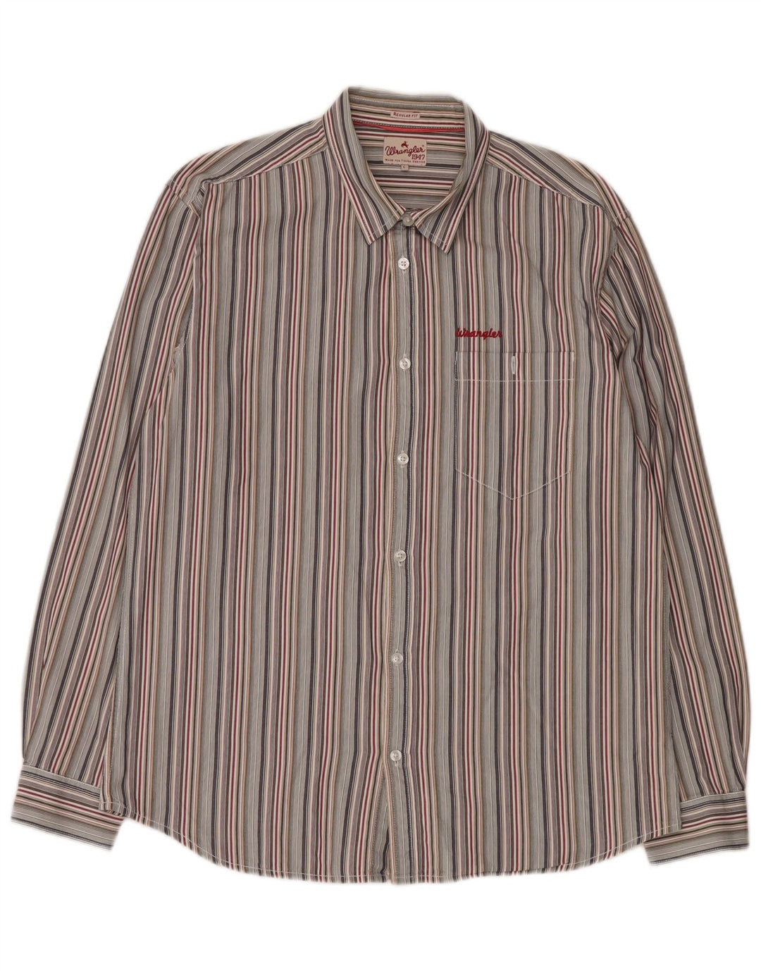 Wrangler herreskjorte stor flerfarvet stribet bomuld