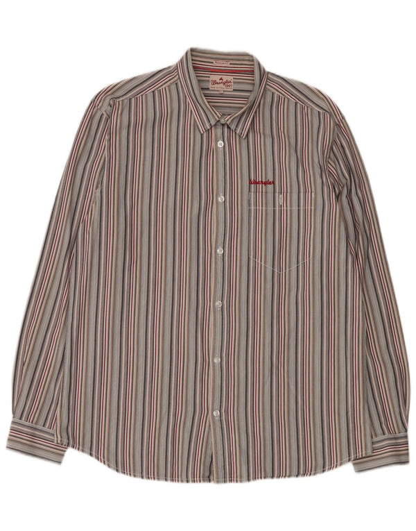 Wrangler Mens Shirt Large Multicoloured Striped Cotton