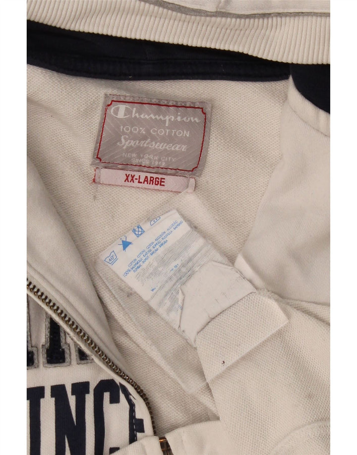 Champion Herre grafisk hættetrøje med lynlås 2XL hvid bomuld