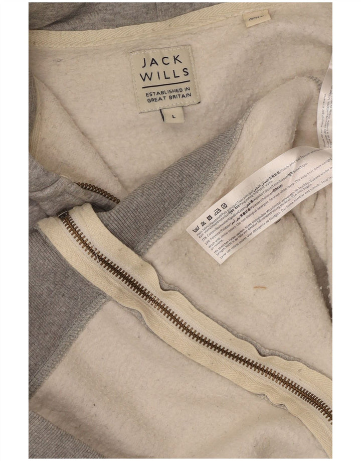 Jack Wills Herre grafisk hættetrøje med lynlås Stor grå bomuld