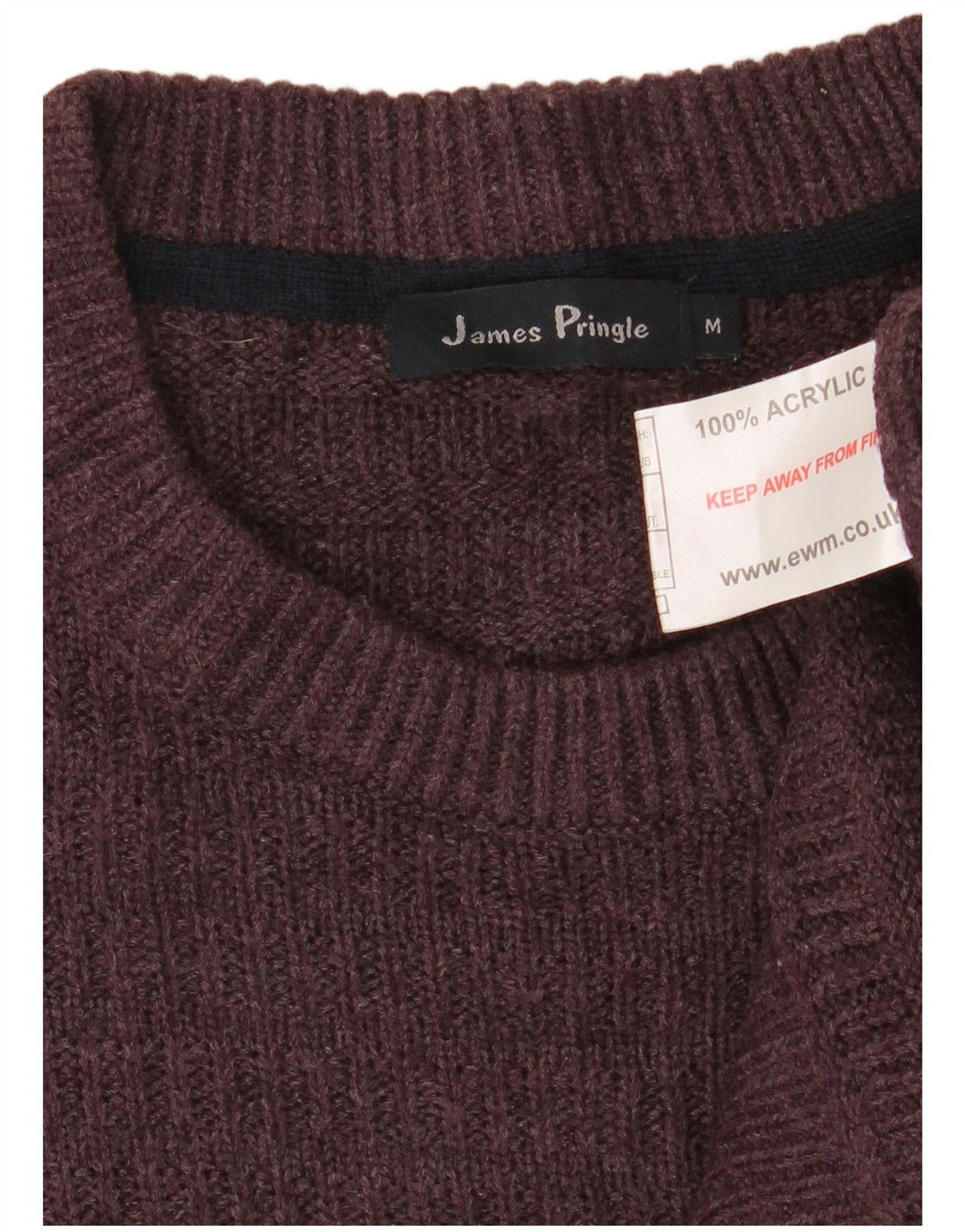 JAMES PRINGLE Herre sweater med rund hals, medium Bourgogne akryl