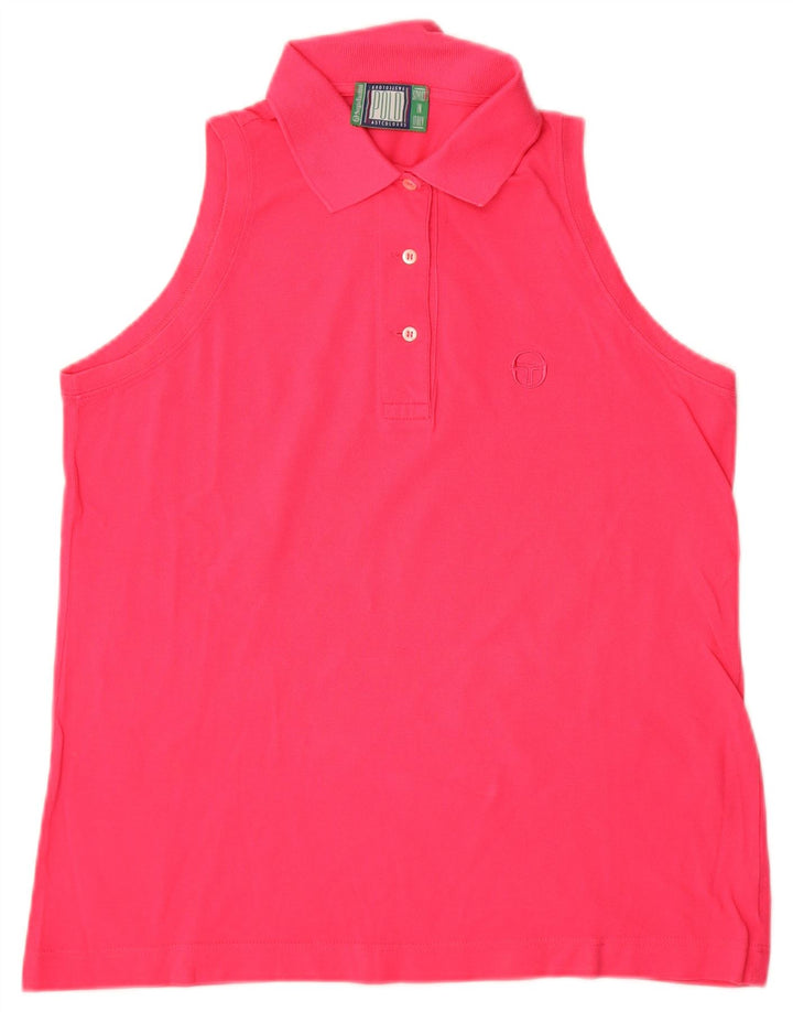 Sergio Tacchini Dame ærmeløs poloshirt UK 14 Medium Pink Bomuld