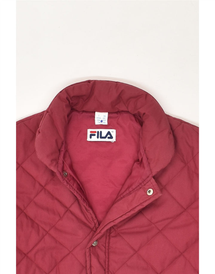 FILA Boys Quilted Jacket 7-8 Years Burgundy Cotton | Vintage Fila | Thrift | Second-Hand Fila | Used Clothing | Messina Hembry 