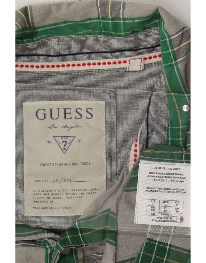 GUESS Mens Shirt UK 40 Medium Grey Check Cotton Vintage Guess and Second-Hand Guess from Messina Hembry 