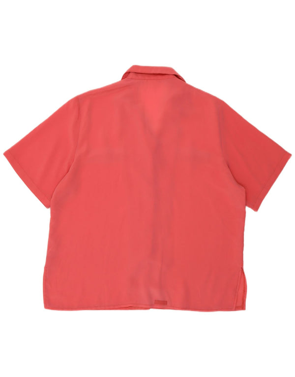 Vintage kortærmet skjortebluse til kvinder UK 16 Large Pink