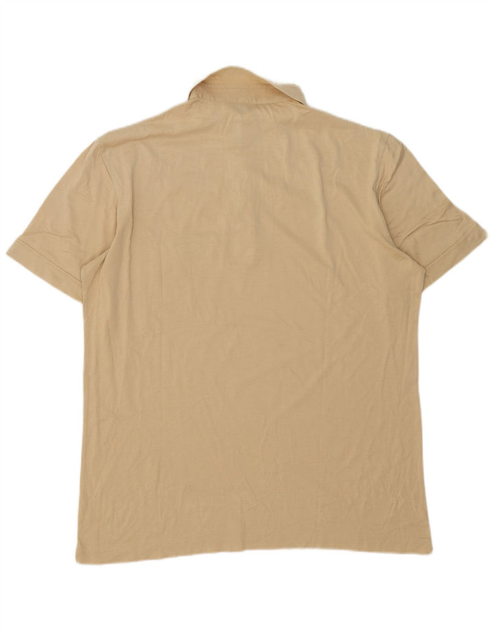 Plys herre poloskjorte medium beige bomuld