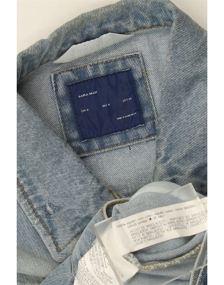 ZARA Denimjakke til mænd UK 38 Medium Blue Cotton