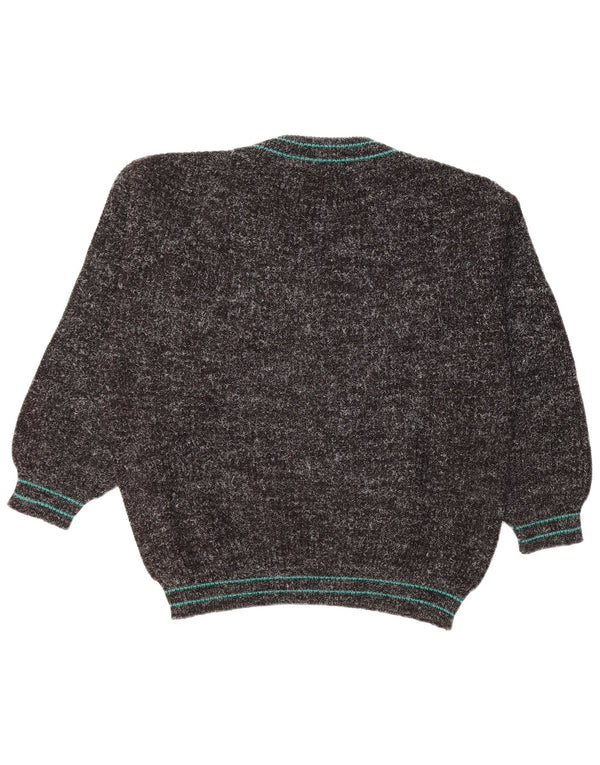 Vintage herre V-hals sweater XL sort akryl