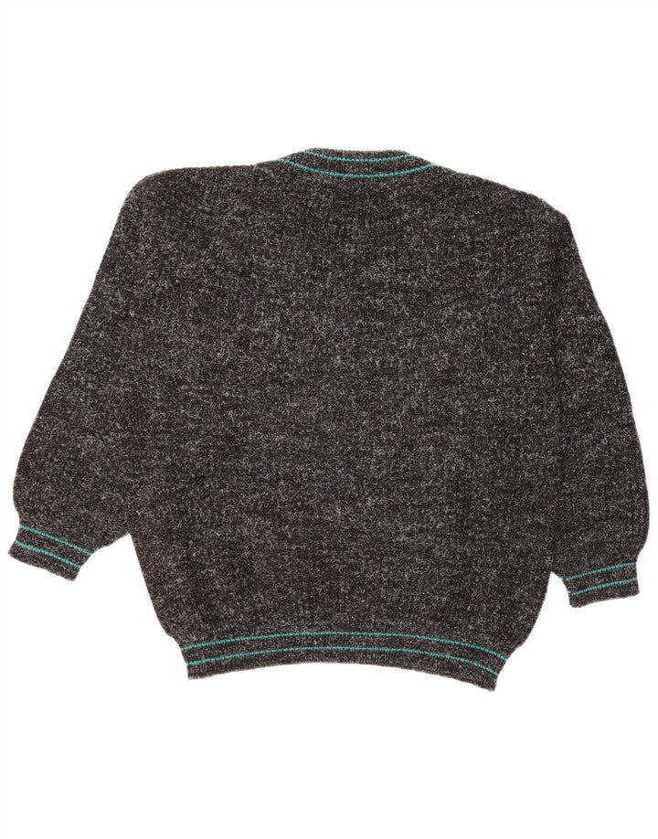 Vintage herre V-hals sweater XL sort akryl