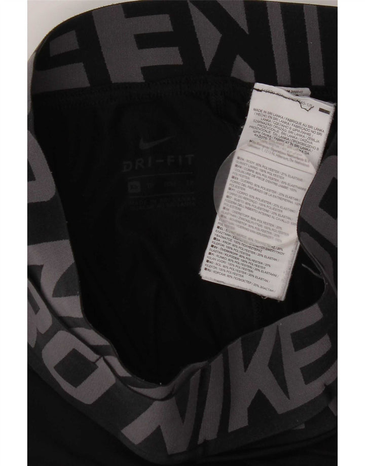 Nike Dame Dri Fit Grafiske Leggings UK 4 XS Sort Polyester