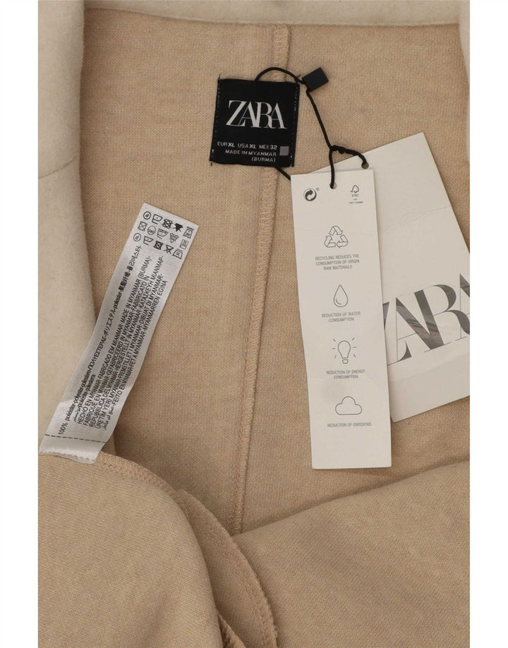 Zara Womens Open Trench Coat UK 18 XL Beige Polyester