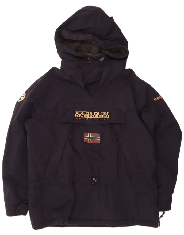 Napapijri Herre Geographic Graphic Hætte Anorak Jakke UK 46 3XL Navy Blue