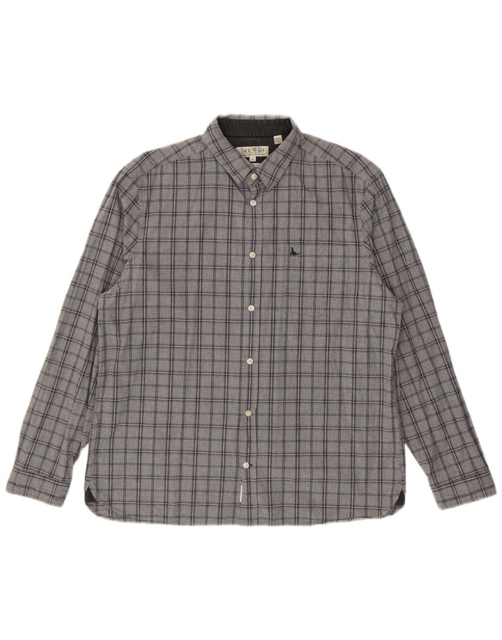 Jack Wills Herre Classic Fit skjorte XL Grå ternet bomuld