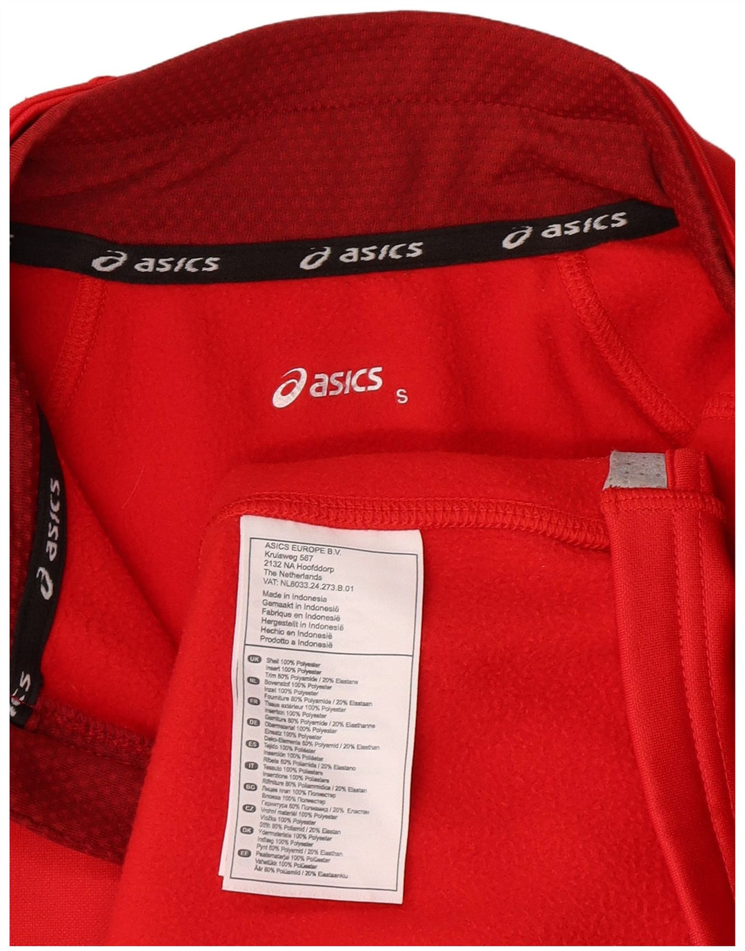 ASICS Herre Zip Neck Pullover Træningsdragt Top Lille Rød Polyester Sports