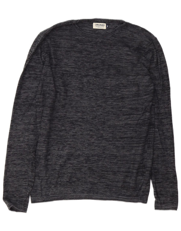 Jack & Jones Mens Regular Fit Boat Neck Jumper Sweater Medium Grey Flecked
