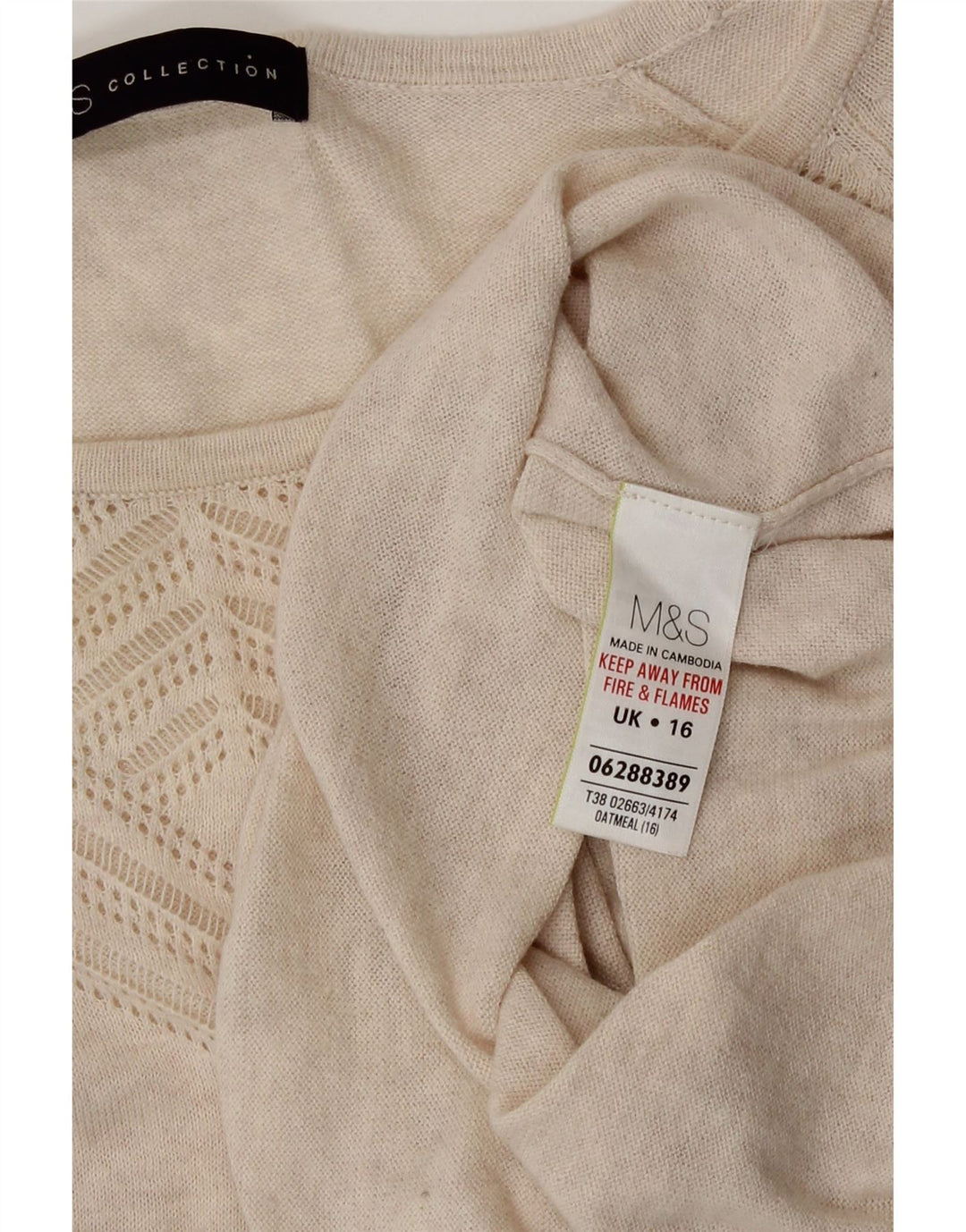 Marks & Spencer Dame Boat Neck Jumper Sweater UK 16 Large Beige