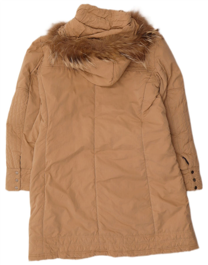 MARINA YACHTING Womens Hooded Padded Coat IT 44 Medium Beige Polyamide