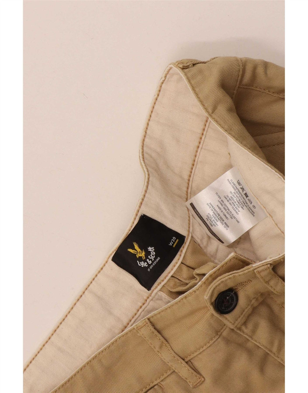 Lyle & Scott Herre Chino Shorts W30 Medium Beige Bomuld