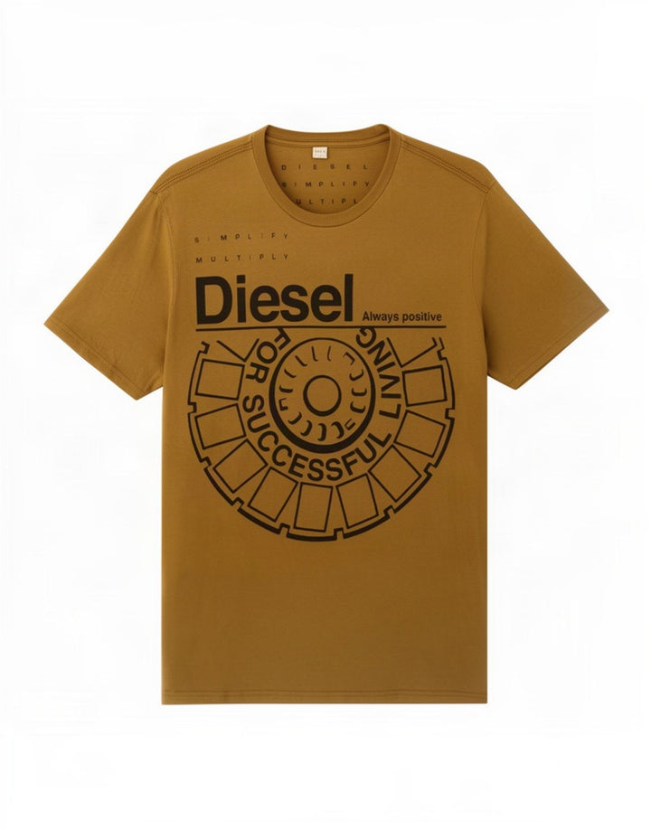 Diesel Herre grafisk T-shirt Top Stor brun bomuld