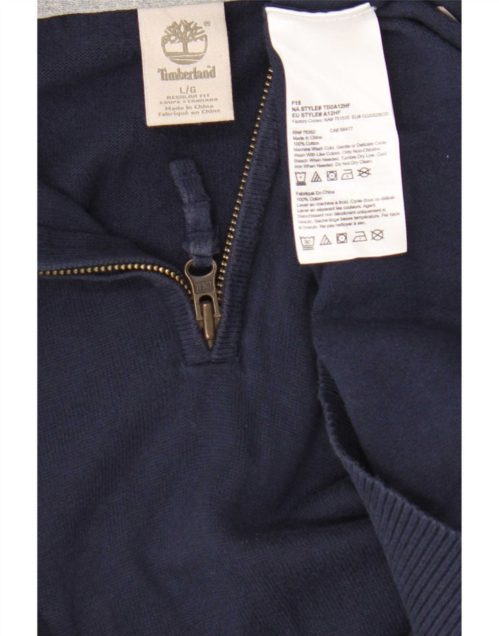 Timberland Herre Regular Fit Zip Neck Jumper Sweater Large Navy Blue Bomuld