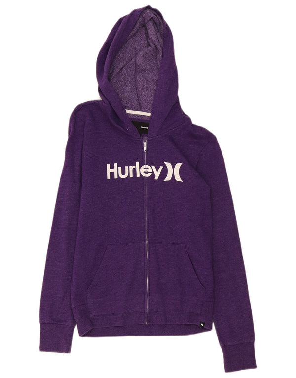 Hurley Dame Grafisk Hættetrøje Sweater UK 14 Stor Lilla Flecked Bomuld
