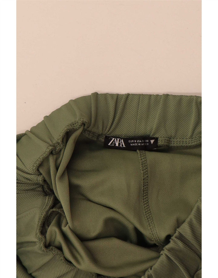 Zara Cargo-bukser med brede ben til kvinder Small W26 L29 Grøn polyester