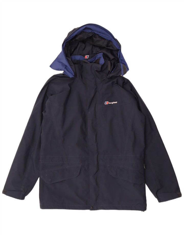 Berghaus Regnjakke med hætte til mænd UK 38 Medium Navy Blue Polyester