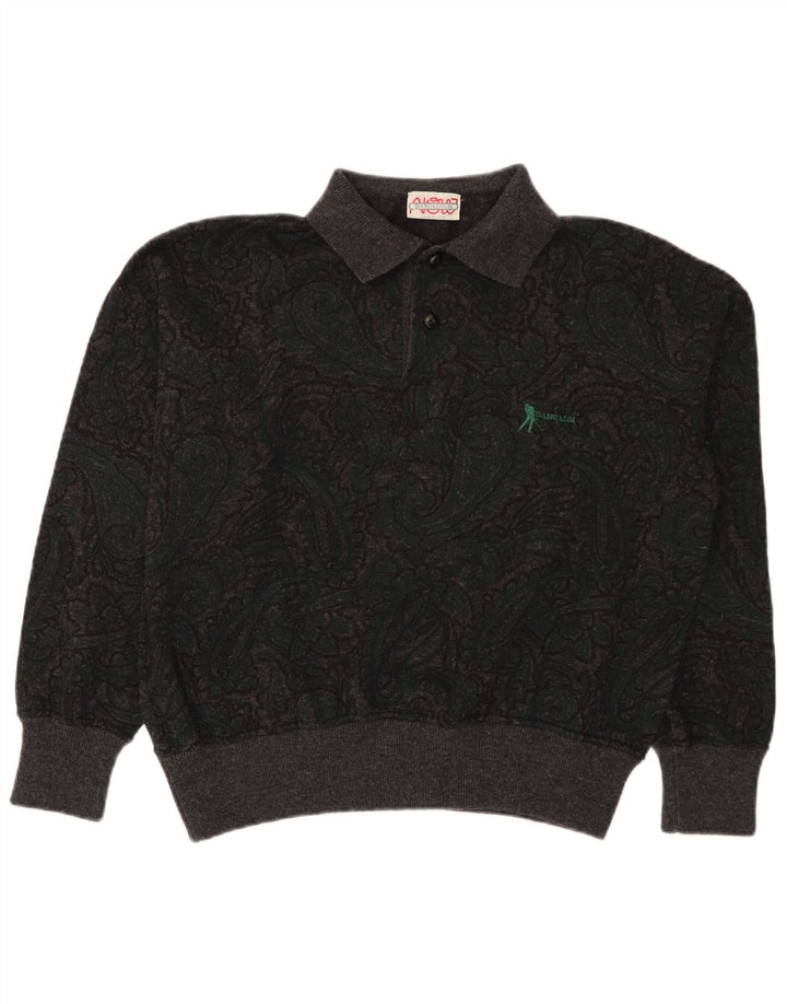 Pancaldi & B Herre Polo Neck Jumper Sweater IT 48 Medium Grå Paisley Wool