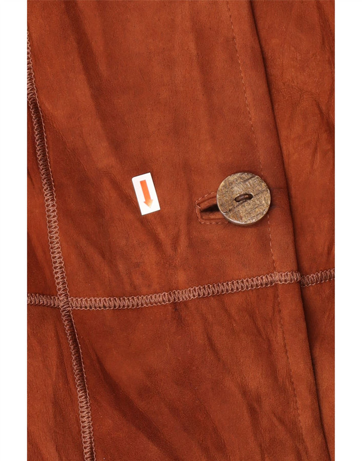 VINTAGE Shearling Coat til kvinder IT 44 Medium Brun Læder