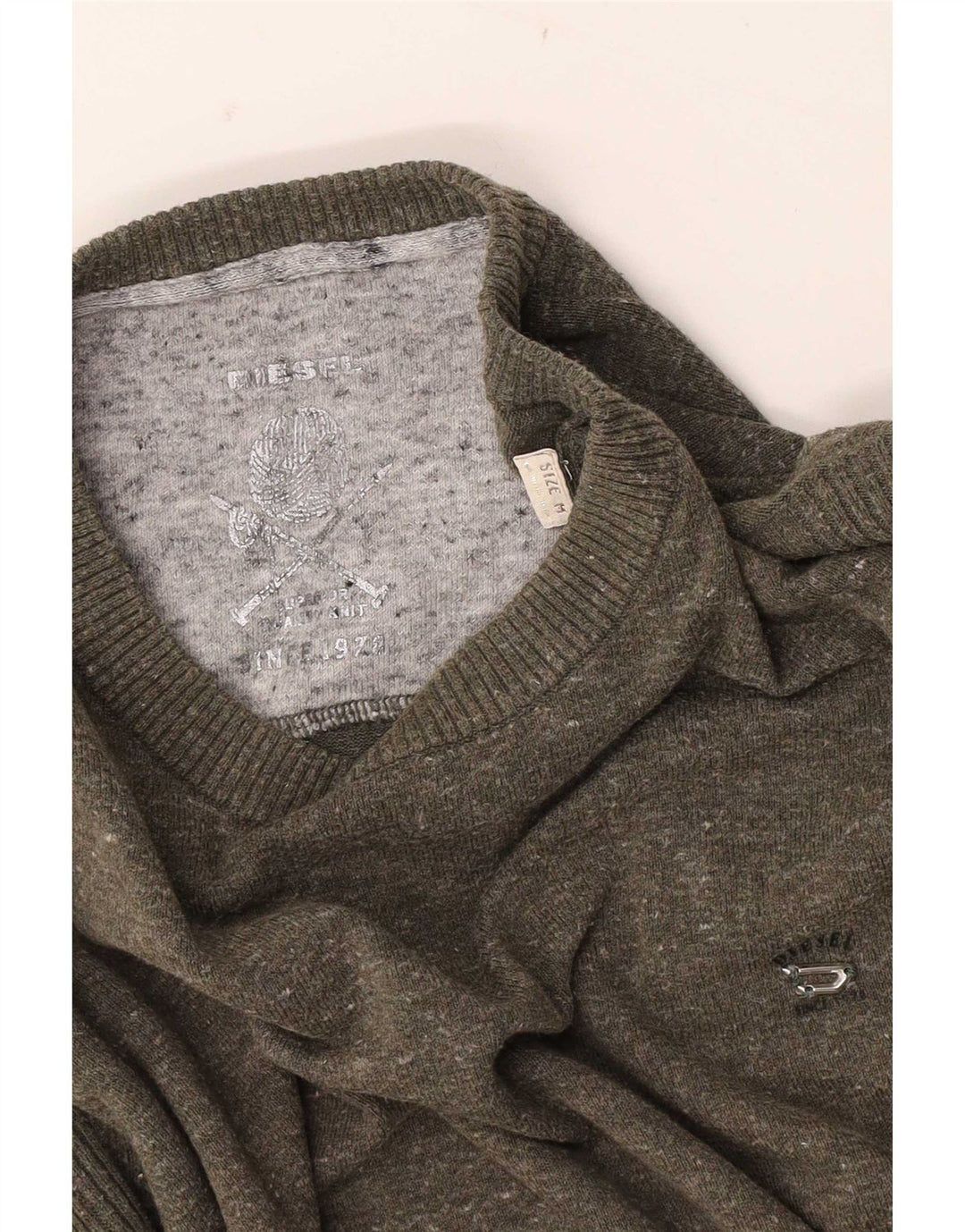 Diesel Herre Crew Neck Jumper Sweater Medium Khaki Flecked