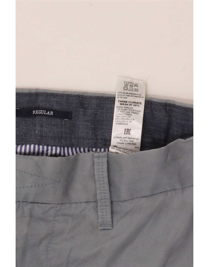 Marks & Spencer Herre Regular Fit Suit Bukser W36 L31 Blå bomuld