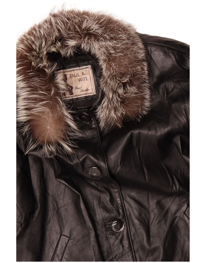 PAUL & WITE læderfrakke til kvinder UK 20 2XL Sort læder